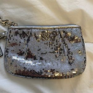 Coach Silver Sequin Wristlet